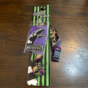 NEW Beetlejuice Purple Lanyard Card Holder Horror Halloween